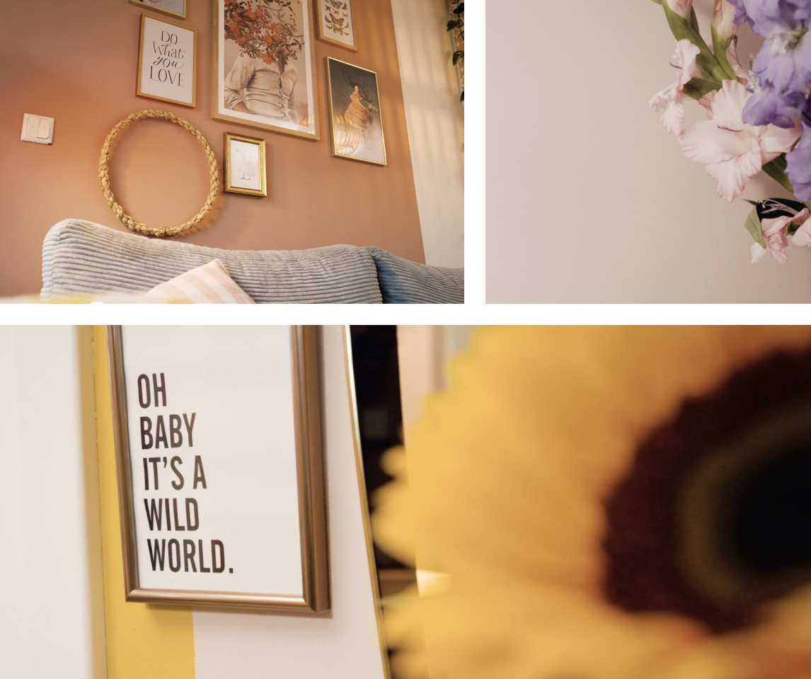 Bilder an de Wohnzimmerwand