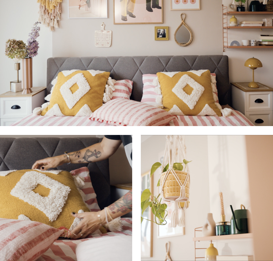 Collage Wohnzimmer mit Wandfarbe Cosy