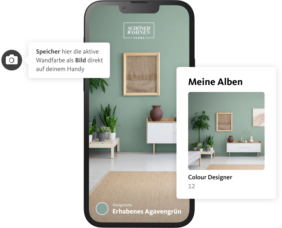 Farbauswahl merken mit der SCHÖNER-WOHNEN-Farbe Colour Designer App