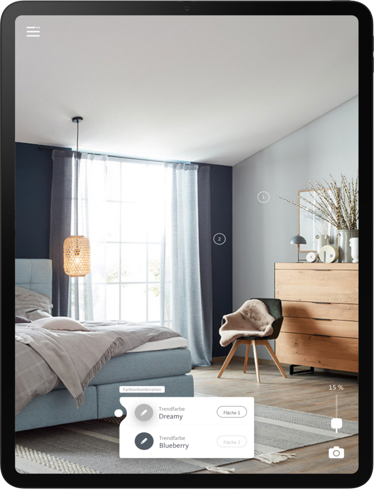 Multi-Select-Funktion mit der SCHÖNER-WOHNEN-Farbe Colour Designer App