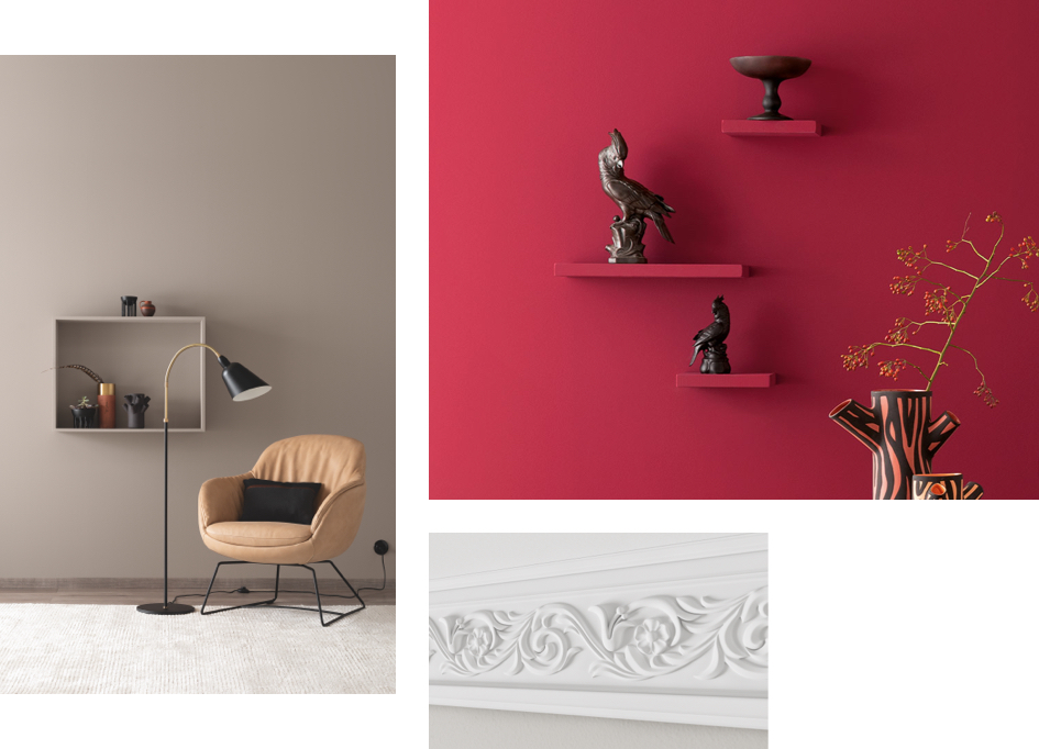 Collage: Gestalte weitere Elemente passend zu deiner Wandfarbe
