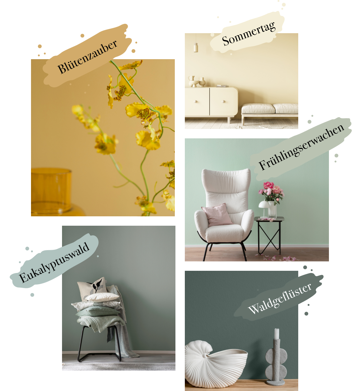 SCHÖNER-WOHNEN-Farbe Naturell Kreidefarbe "Blütenzauber", "Sommertag", "Eukalyptuswald", "Frühlingserwachen", "Waldgeflüster"