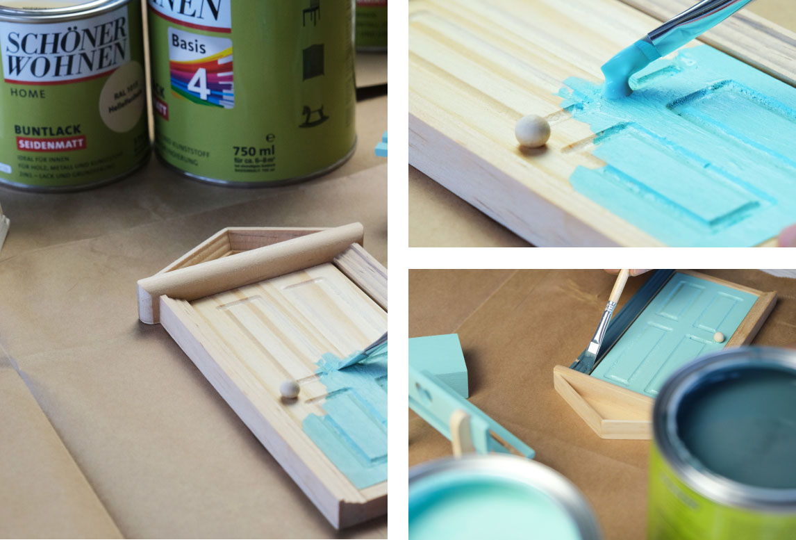 Die Wichteltür wird mit den Home Buntlacken von SCHÖNER-WOHNEN-Farbe lackiert 