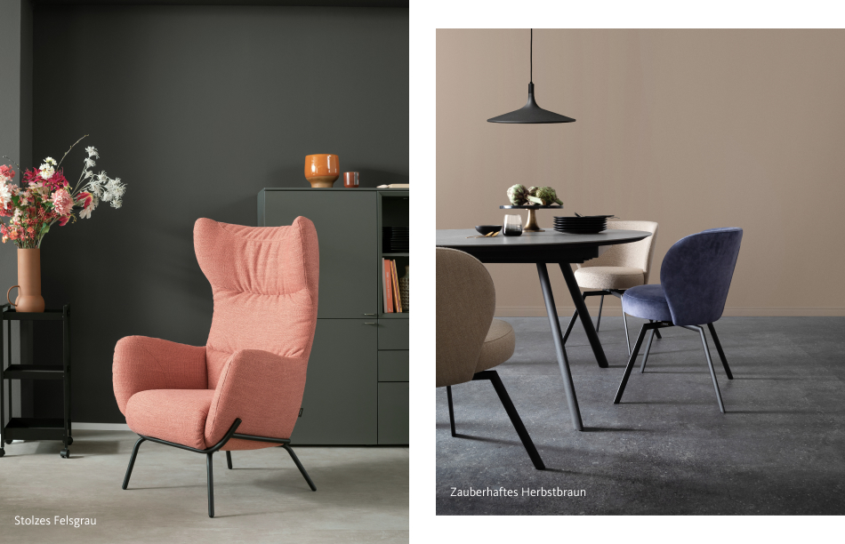 SCHÖNER-WOHNEN-Farbe Designfarben "Stolzes Felsgrau" und "Zauberhaftes Herbstbraun" als Wandfarbe