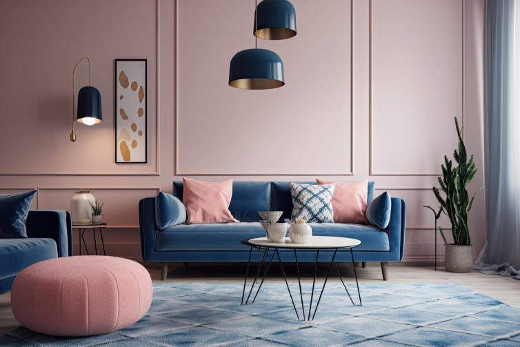 Die Farbe Rosa in Kombination mit Blau