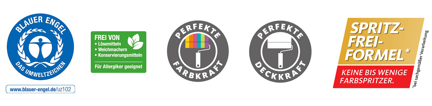 Siegel und Prüfzeichen der Designfarben