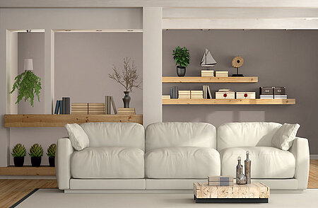 Wohnzimmer mit Wand in Taupe